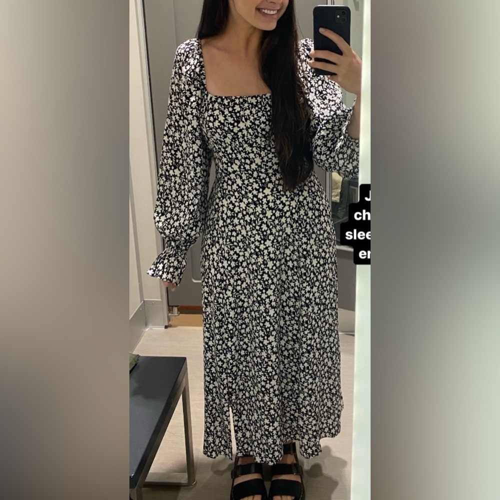 & Other Stores Smocked Floral Midi dress with slit